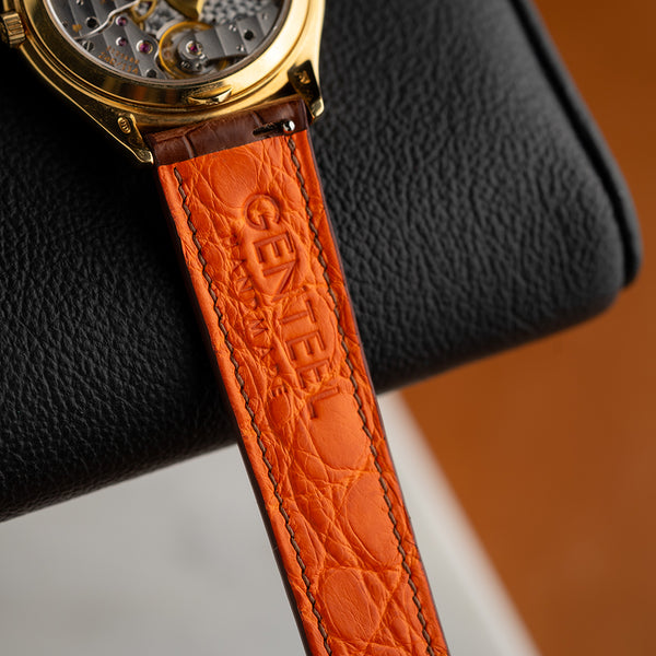 Orange Round Scale lining leather