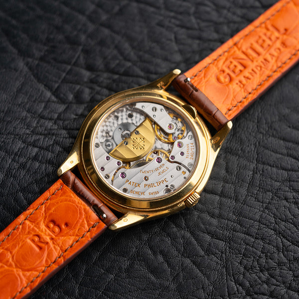 Orange Round Scale Alligator lining leather