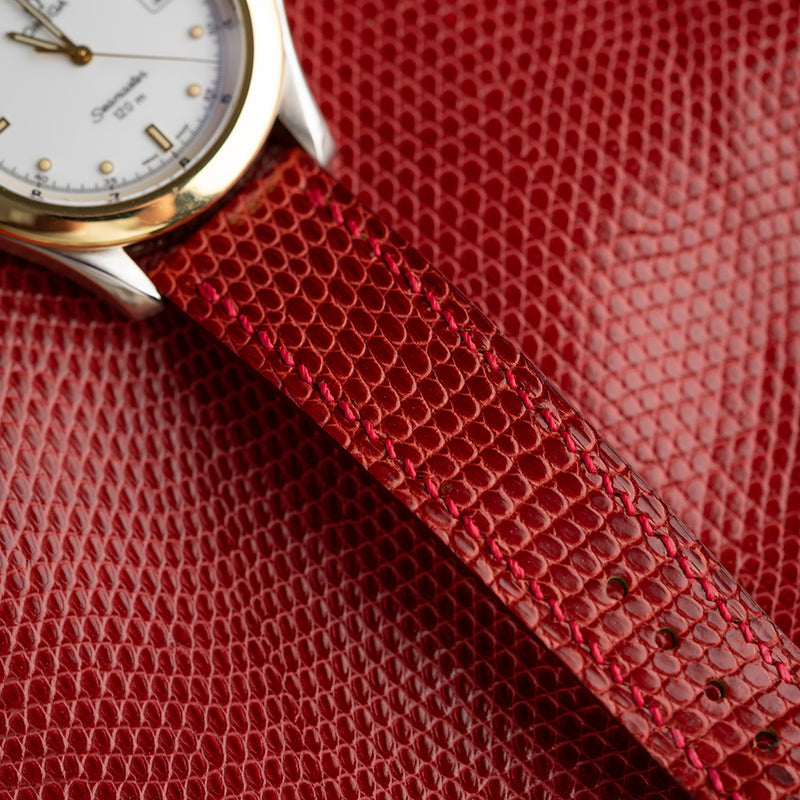 Red lizard leather strap