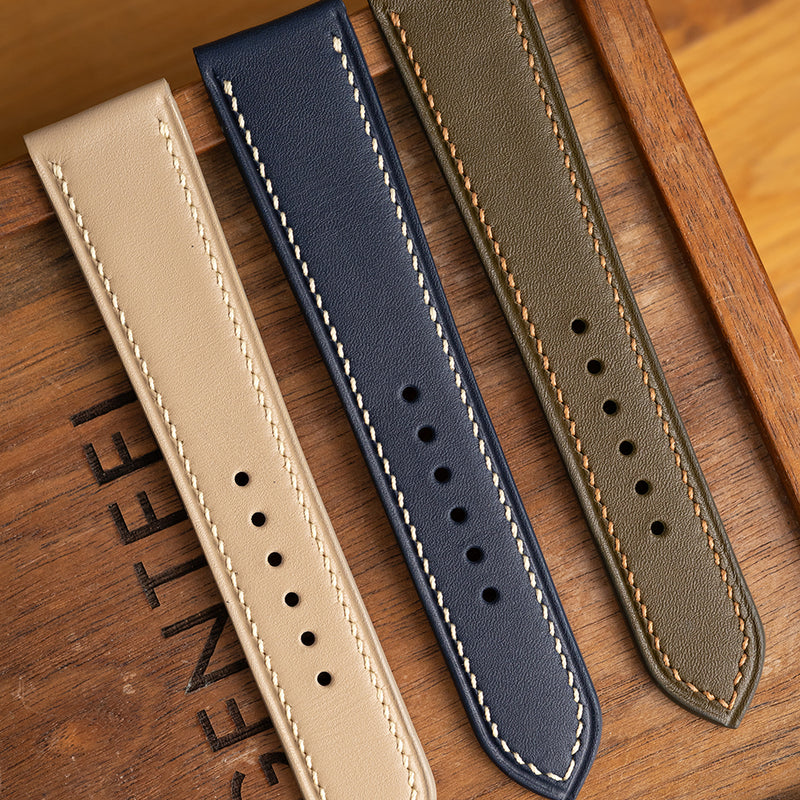 Cream, Olive and Marine Baranil watch straps