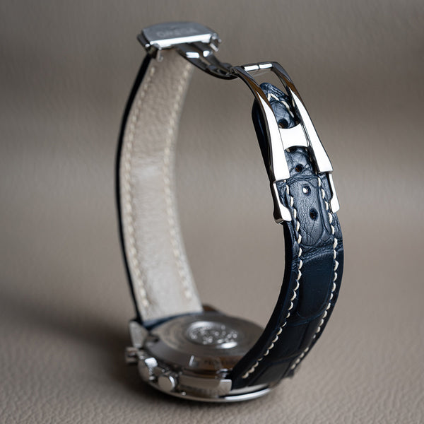 Padded Design - Dark Blue Alligator Omega-Style Deployant Strap