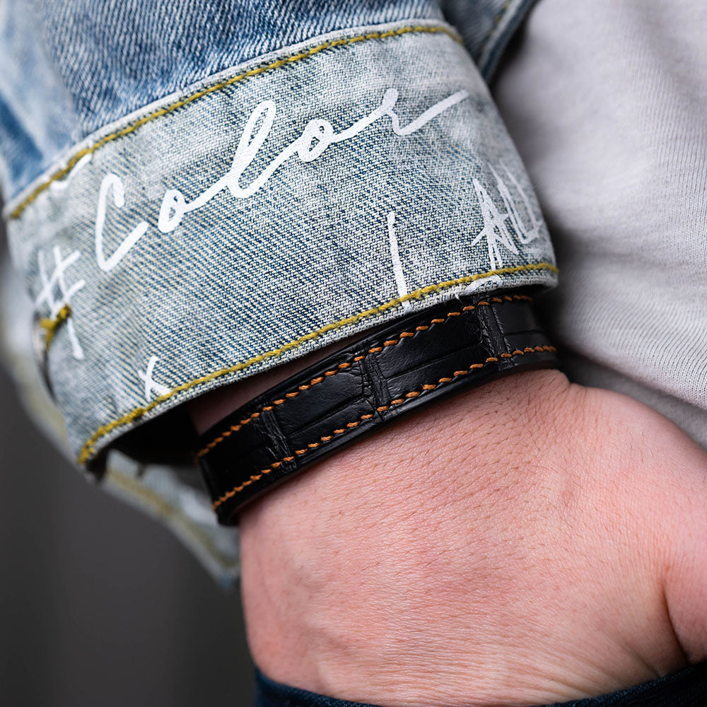 Alligator/Crocodile Leather Bracelet - Round Scale