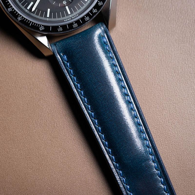 Padded Blue Shell Cordovan Leather Strap