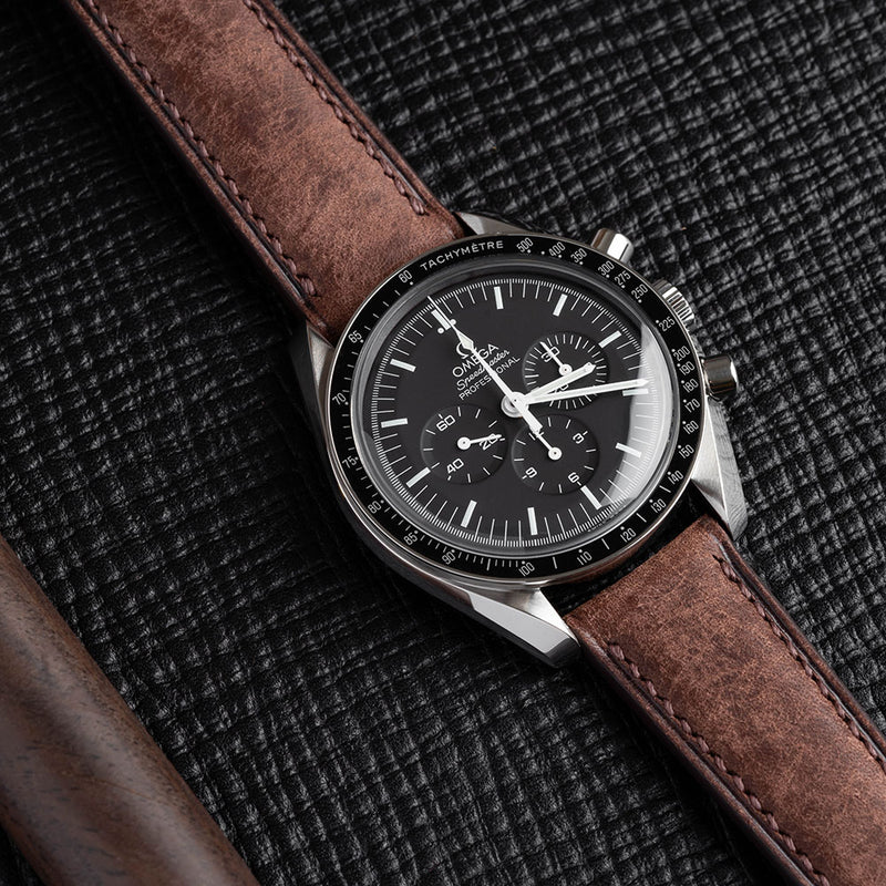Chocolate Maya Leather Strap & chocolate hand-stitching