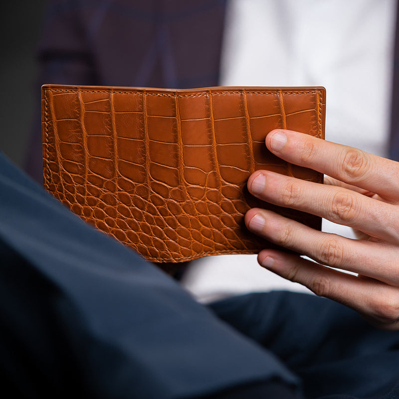 Bespoke Black Crocodile Leather Wallet, Bilfold, Card Holder