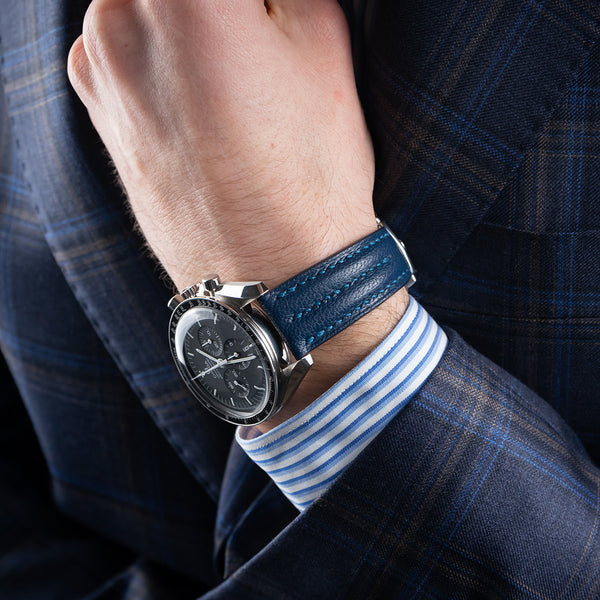 Example-Double Padded Navy Blue Goat Leather Strap & Navy Blue Thread