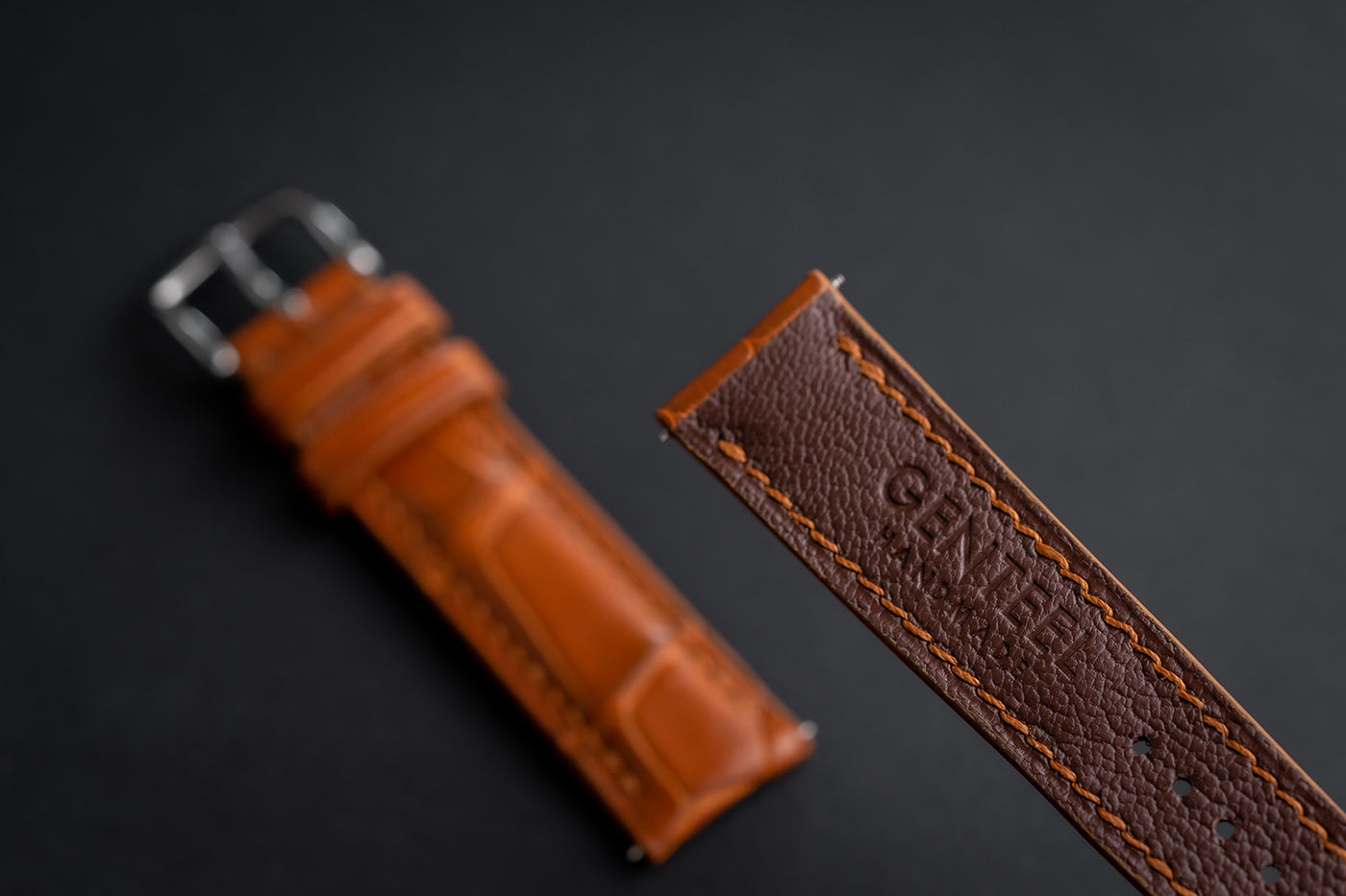 Real Alligator Skin Watch Strap – Minimalist Design - Gilding Color The Different Types Of Alligator Watch Straps And Which Ones  main image 3
