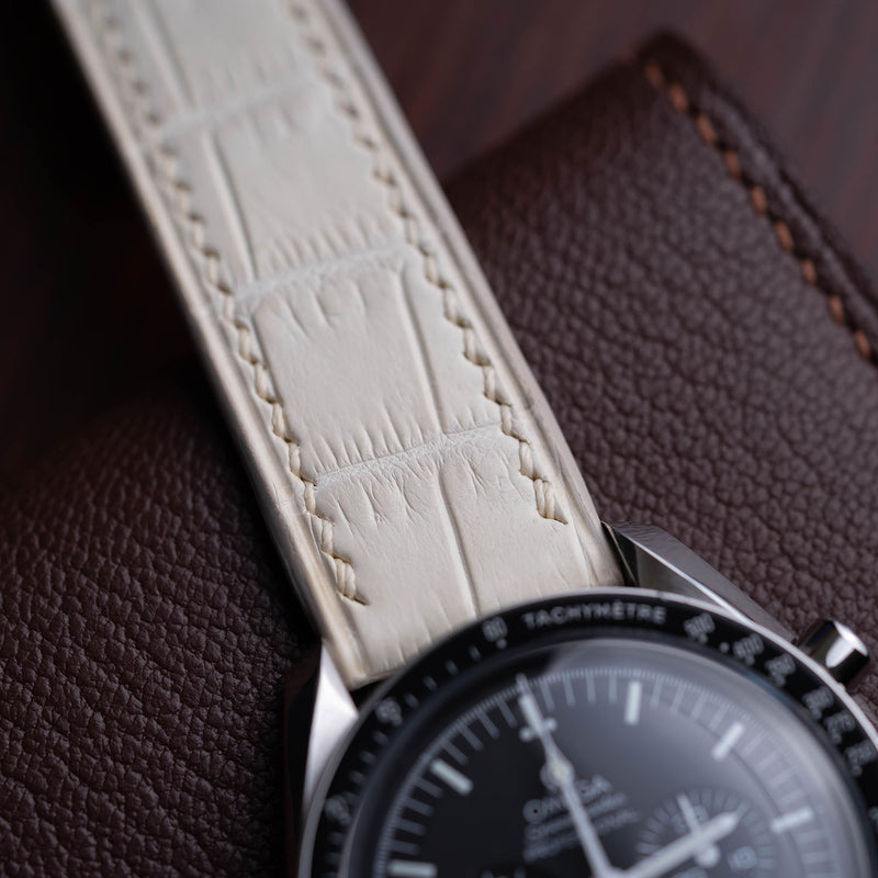 Himalaya White Watch Strap & white hand-stitching