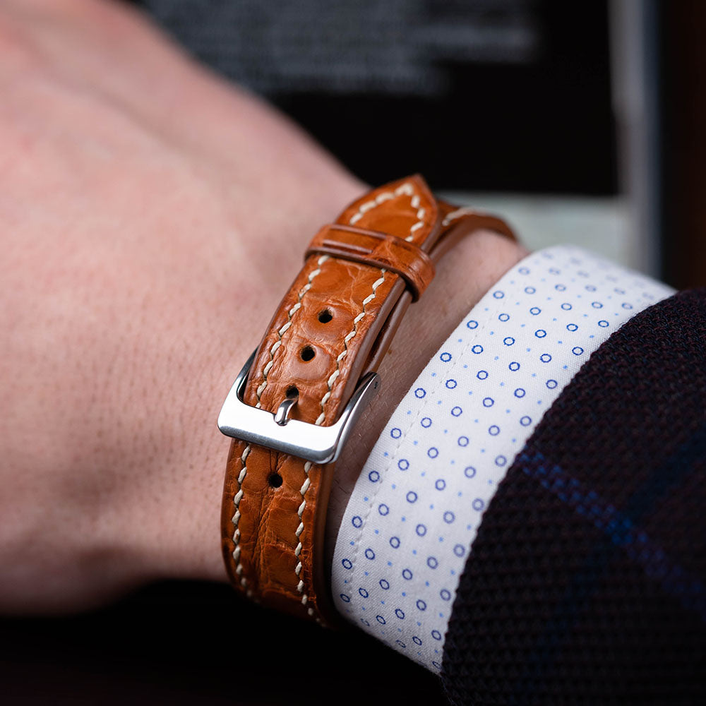 Alligator/Crocodile Leather Bracelet - Round Scale