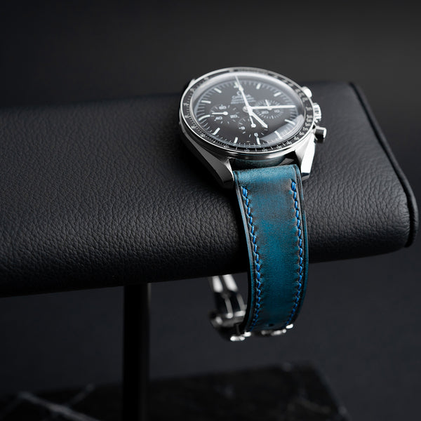 Waxed Buttero Blue LE Omega-Style Deployant Straps (5 pieces)