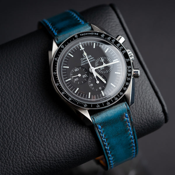 Waxed Buttero Blue LE Omega-Style Deployant Straps (5 pieces)